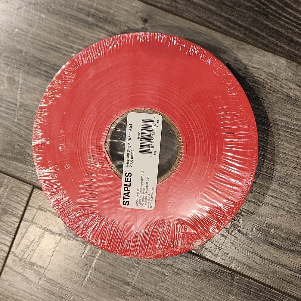 NWT Staples Recycled Single ticket roll 2000 count